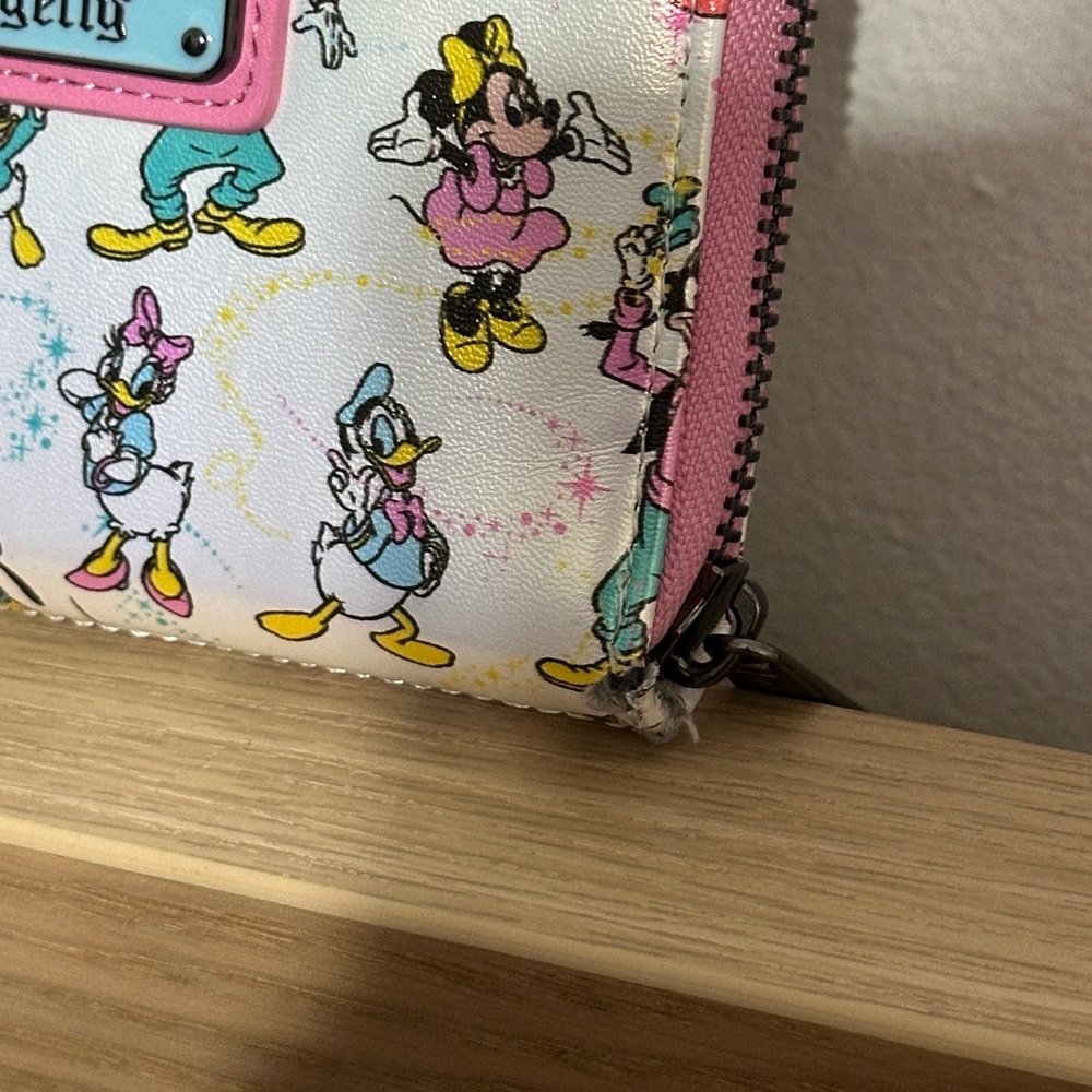 Loungefly Disney 100 Mickey and Friends Classic AOP Iridescent Zip Around Wallet - Picture 4 of 13